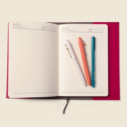 Refillable A5 Leather Notebook Cover – Pink