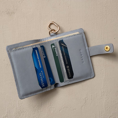 Wallet with Snap and Key Ring - Ice Blue