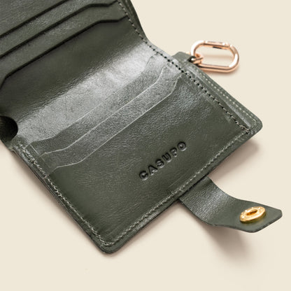 Wallet with Snap and Key Ring - Olive