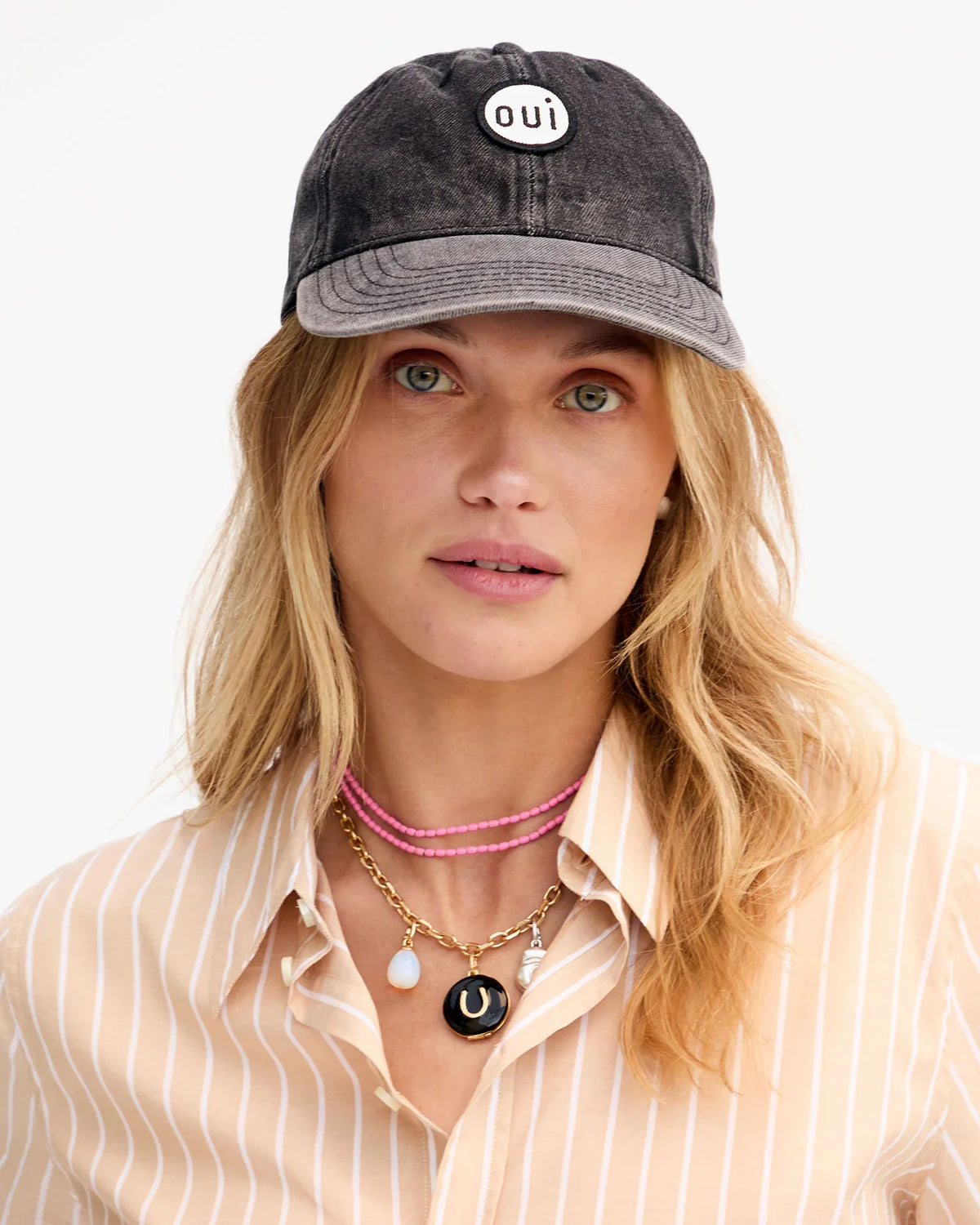 Clare V Denim Baseball Hat - Oui Patch