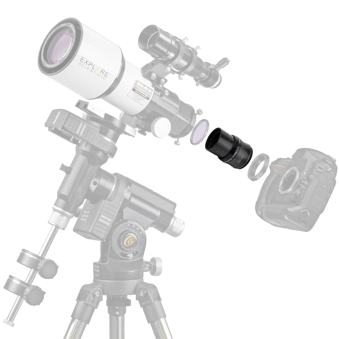 ED80-FCD100 Series Air-Spaced Triplet Refractor Telescope and Field Flattener f/5 to f/7