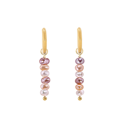 Rainbow Mini Pearl Hoop Earrings