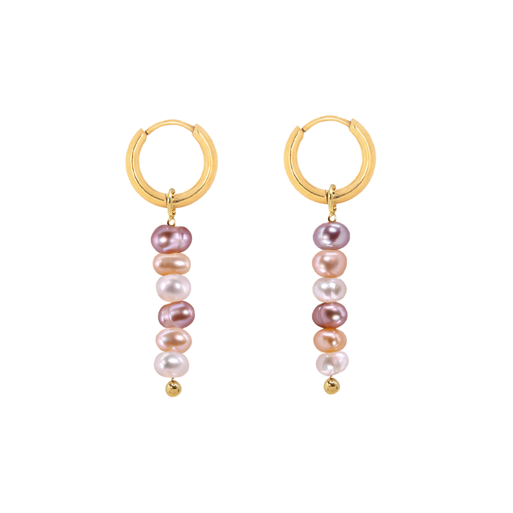 Rainbow Mini Pearl Hoop Earrings