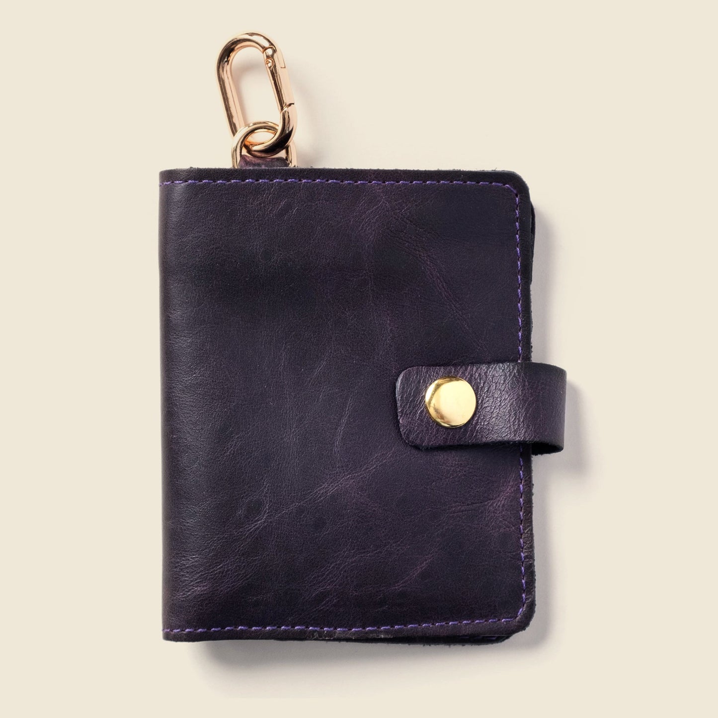 Wallet with Snap and Key Ring - Purple