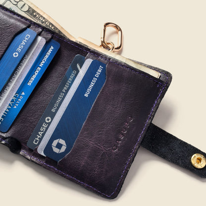 Wallet with Snap and Key Ring - Purple