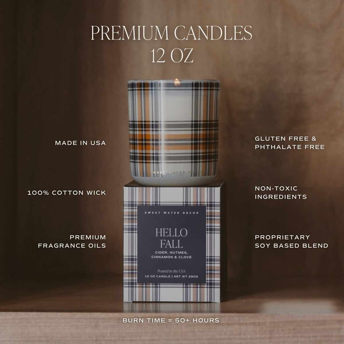 Hello Fall Soy Candle - Boxed Tinted Glass Jar - 12 oz