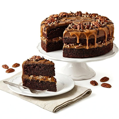 Andy Anand SUGAR-FREE TURTLE PECAN CAKE  RICH CHOCOLATE, DECADENT CARAMEL &amp; TOASTED PECANS, ZERO ADDED SUGAR, 2.8 LBS: Layers of moist dark chocolate cake, buttery caramel filling, and premium roasted pecans.