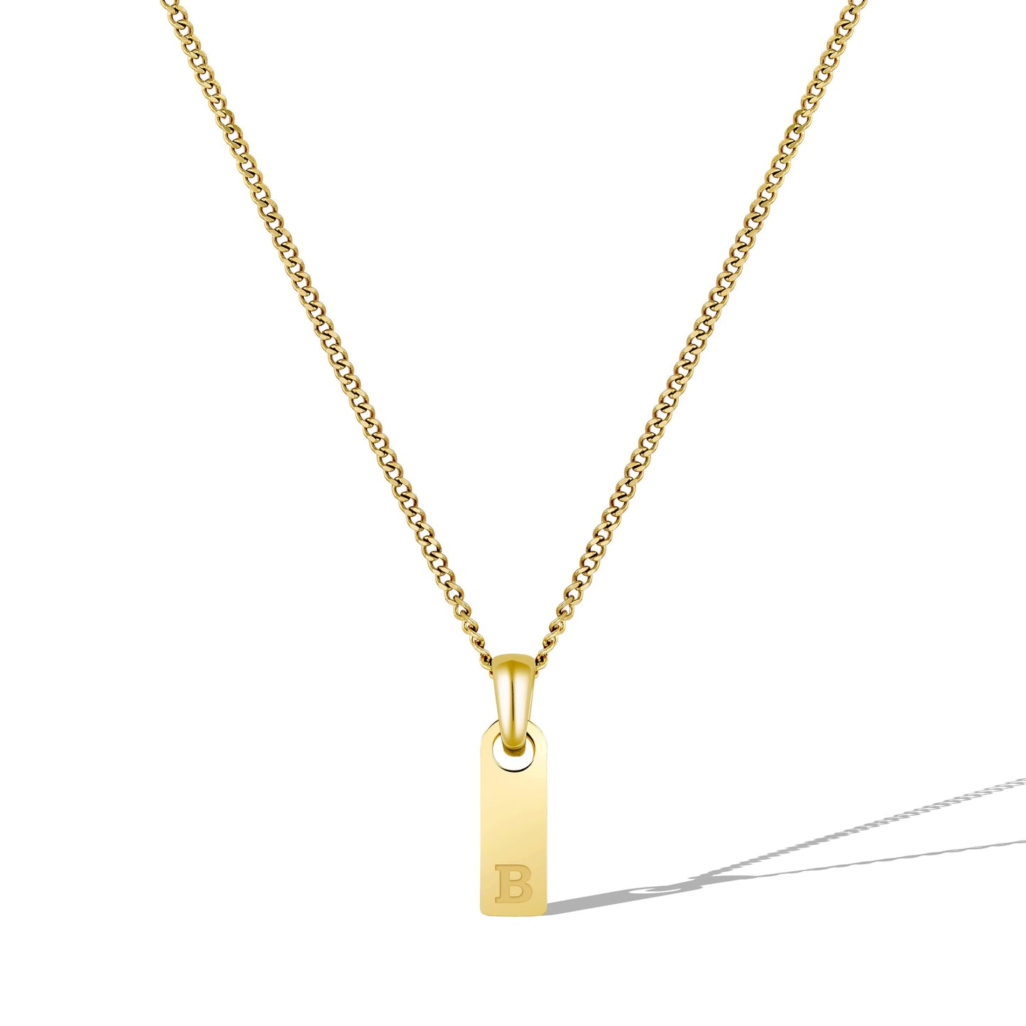 Initial Tag Necklace - 14K Gold
