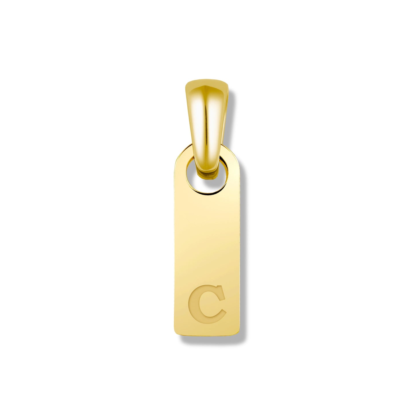 Initial Tag Pendant - 14K Gold