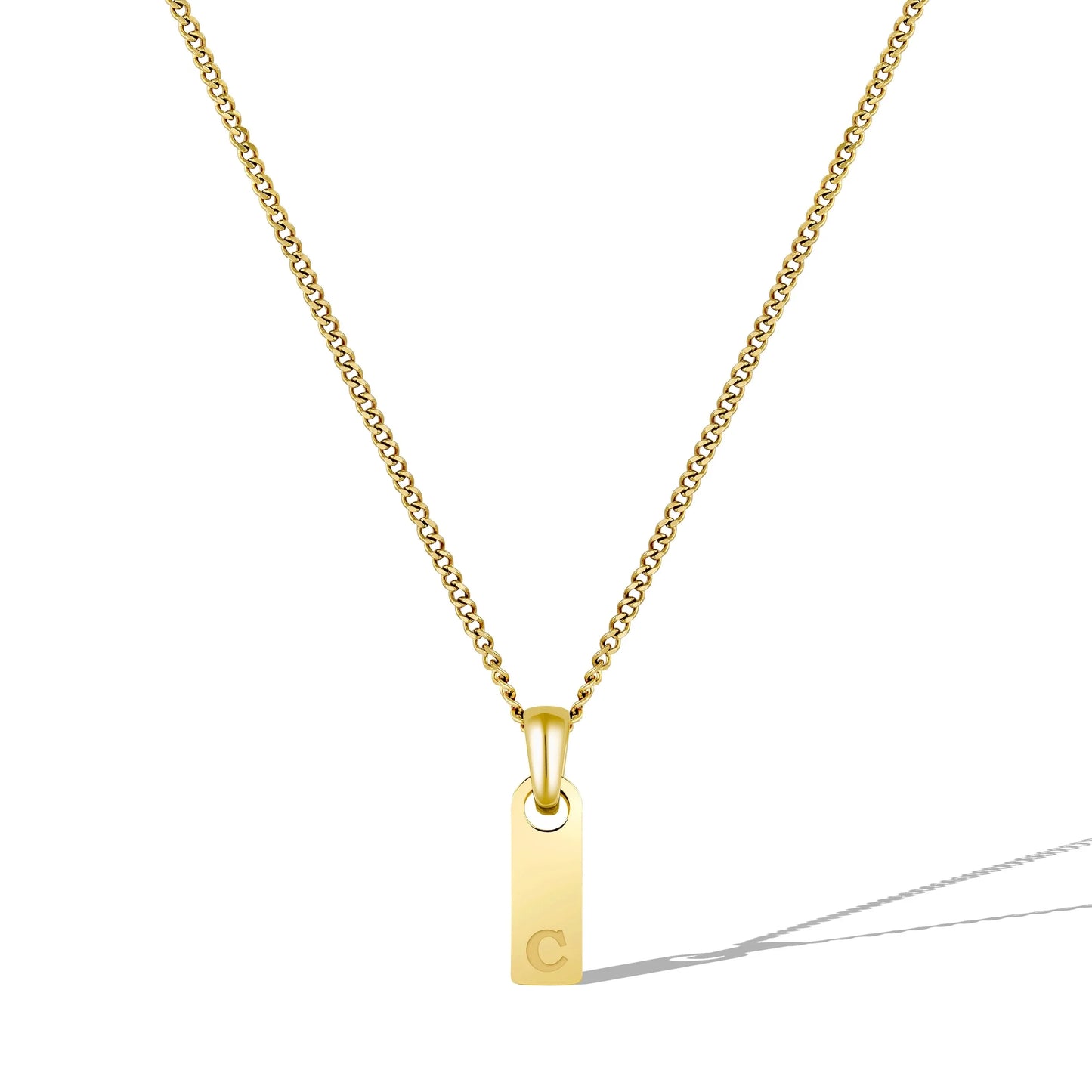 Initial Tag Necklace - 14K Gold