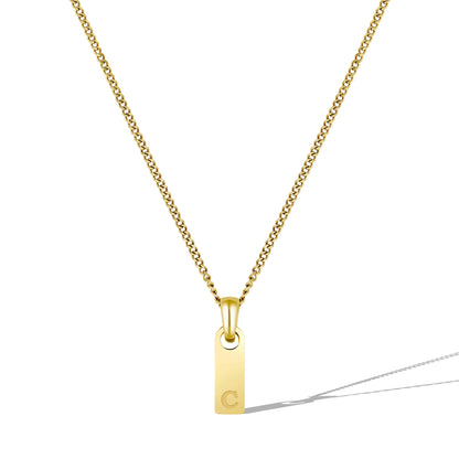Initial Tag Necklace - 14K Gold