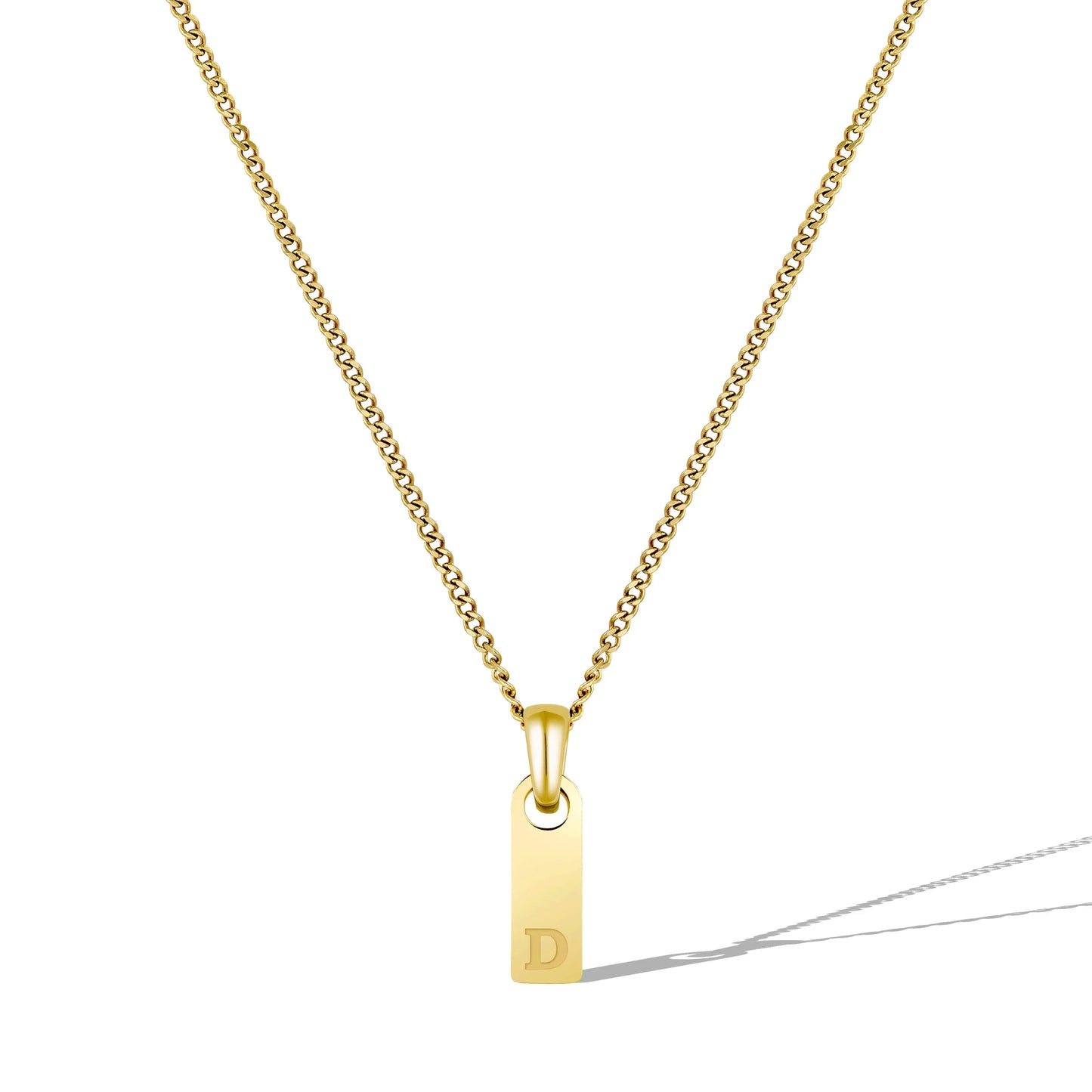 Initial Tag Necklace - 14K Gold