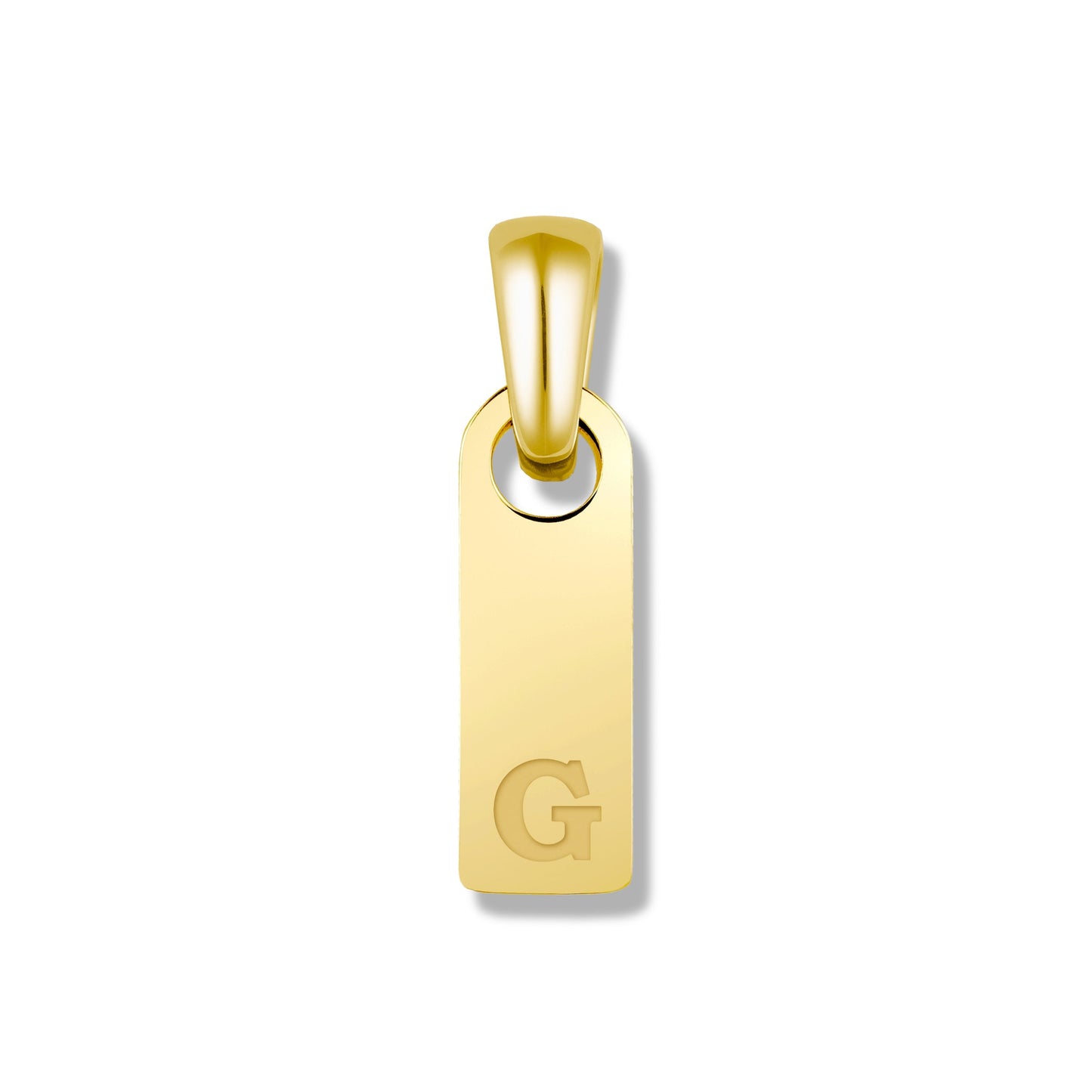 Initial Tag Pendant - 14K Gold