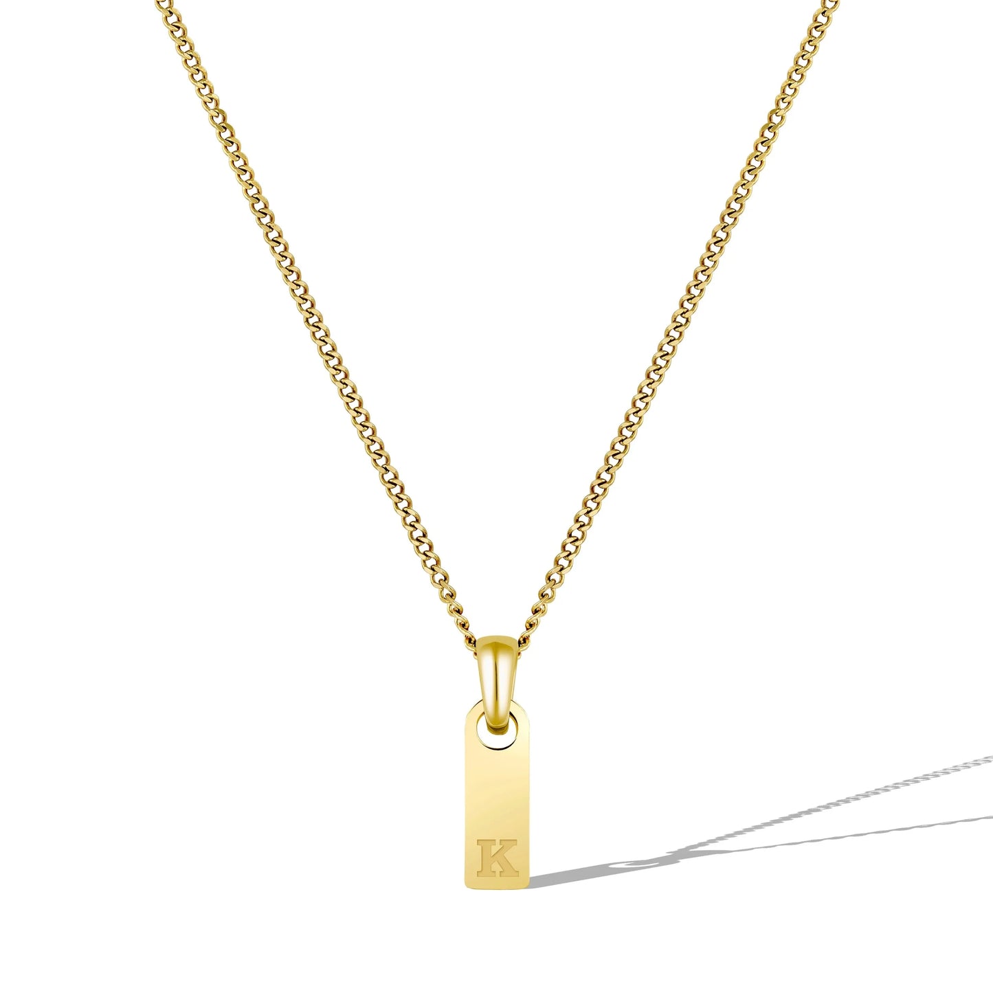 Initial Tag Necklace - 14K Gold