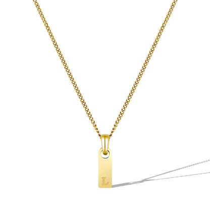 Initial Tag Necklace - 14K Gold