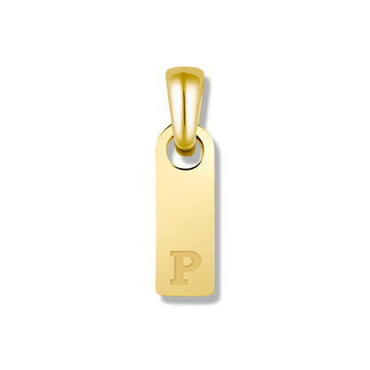Initial Tag Pendant - 14K Gold