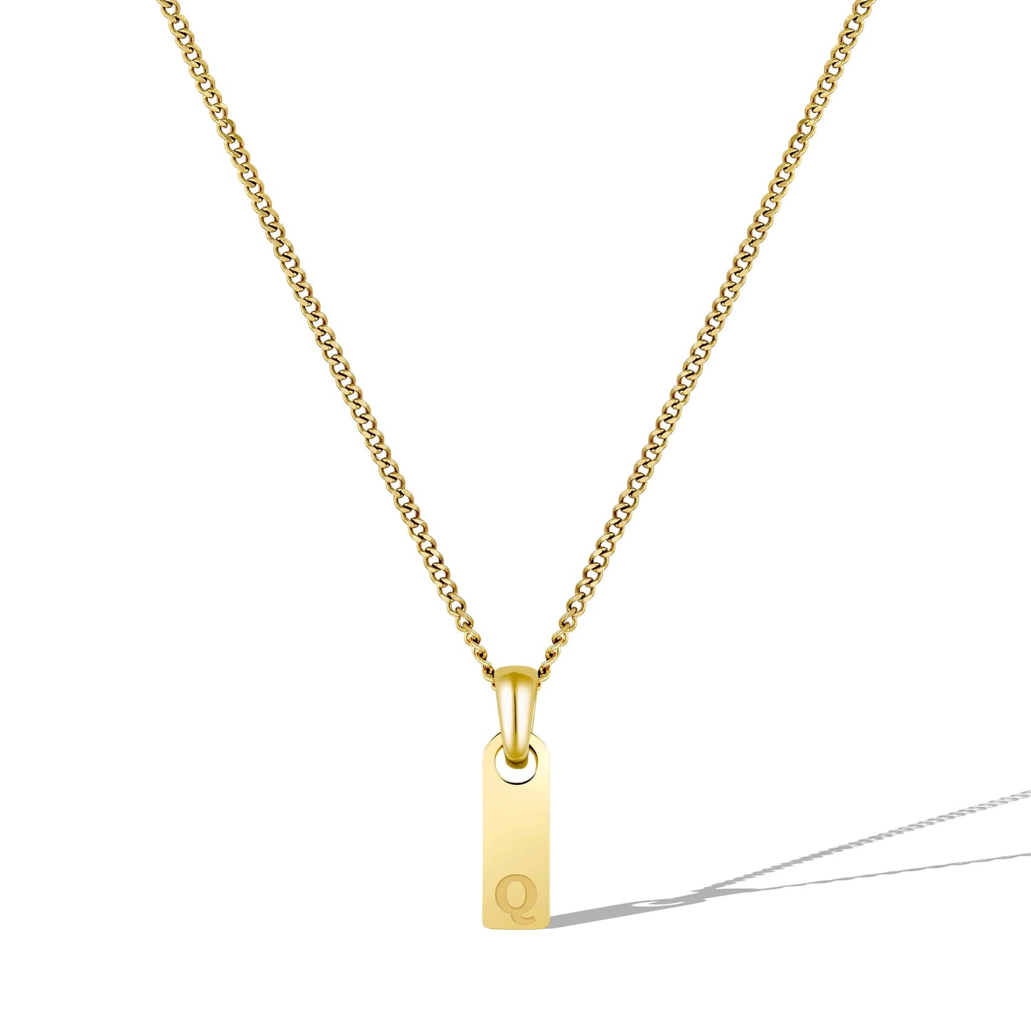 Initial Tag Necklace - 14K Gold