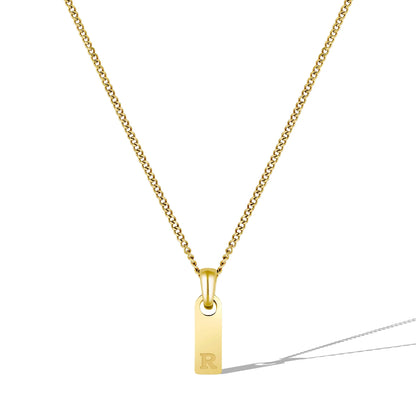 Initial Tag Necklace - 14K Gold