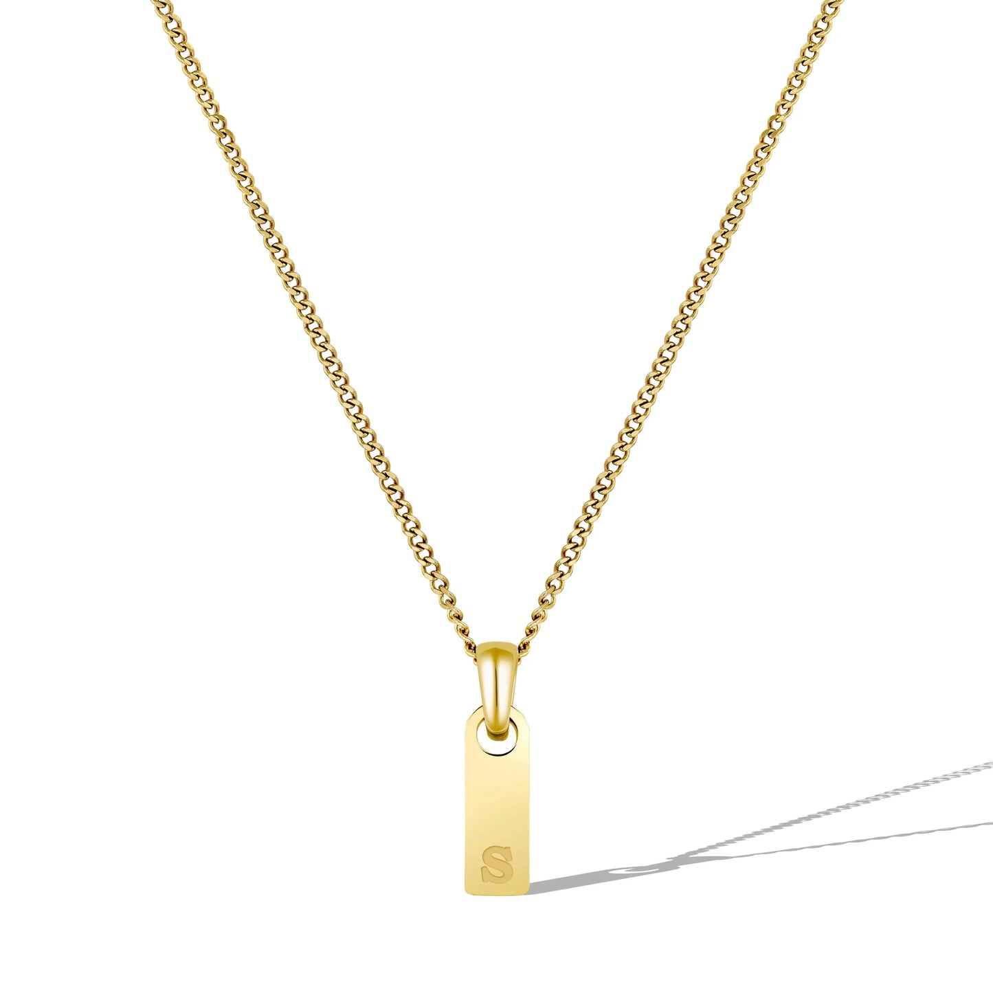 Initial Tag Necklace - 14K Gold