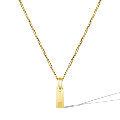 Initial Tag Necklace - 14K Gold