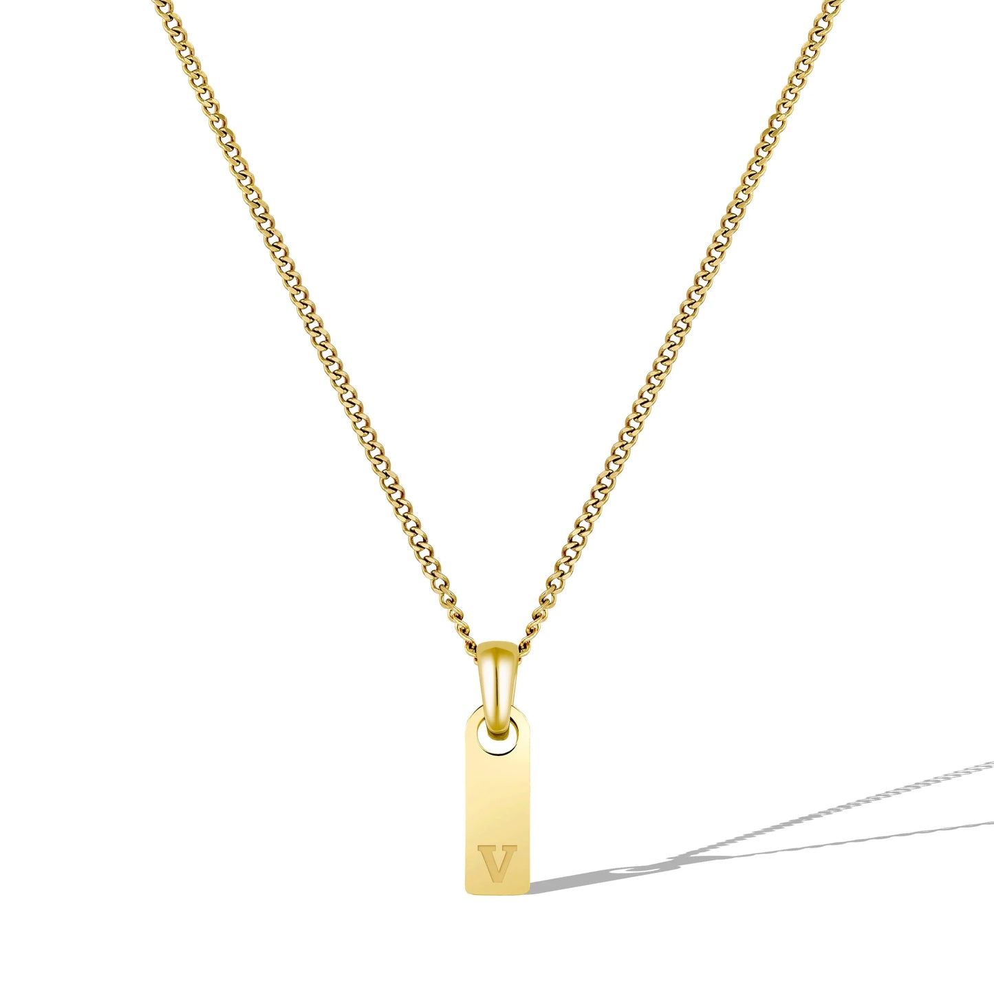 Initial Tag Necklace - 14K Gold