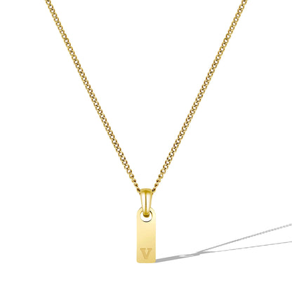 Initial Tag Necklace - 14K Gold