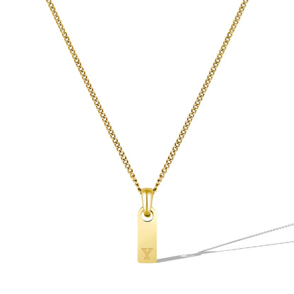 Initial Tag Necklace - 14K Gold