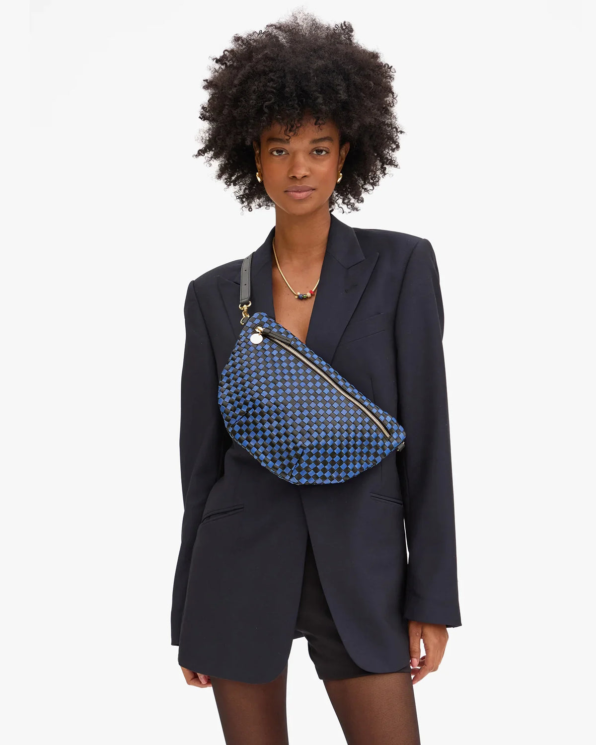 Clare V Grande Fanny Woven Checker