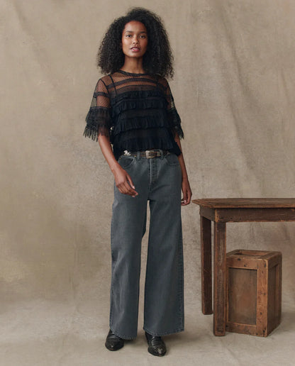 The Great. The Winter Mesh Flounce Top