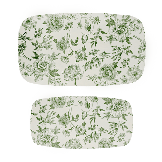 Green Delft Stacking Melamine Tray - set of 2