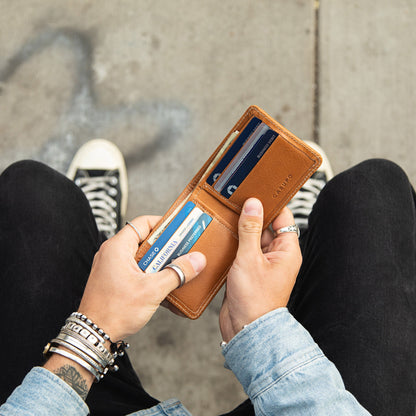 Large Billfold Wallet with RFID protection - Chocolate