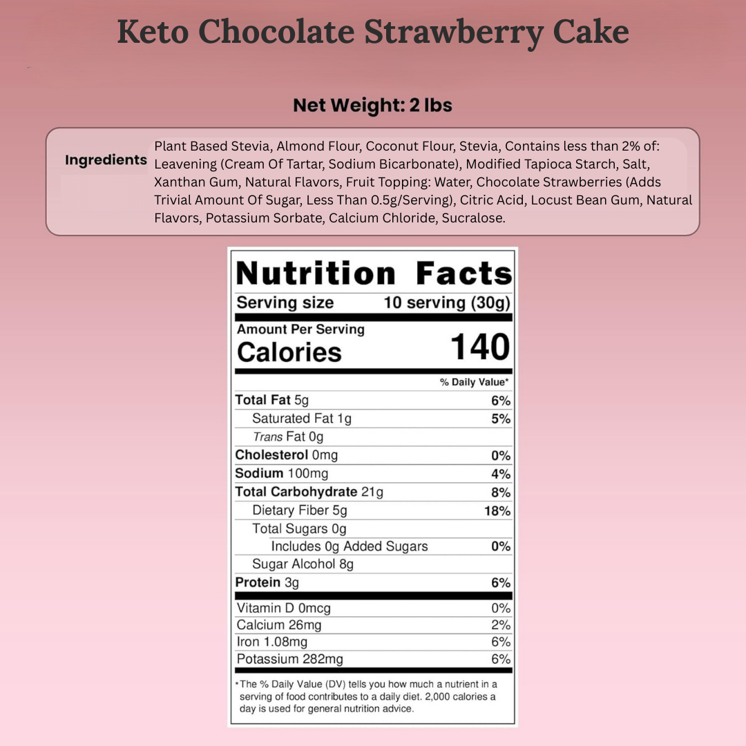 Andy Anand Sugar-Free Keto Chocolate Strawberry Cake, 9-Inch, 2 lb – Low-Carb, Delicious & Decadent, Diabetic-Friendly Birthday Gift Box