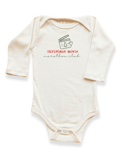 Christmas Movie Marathon Club Organic Bodysuit Long Sleeve