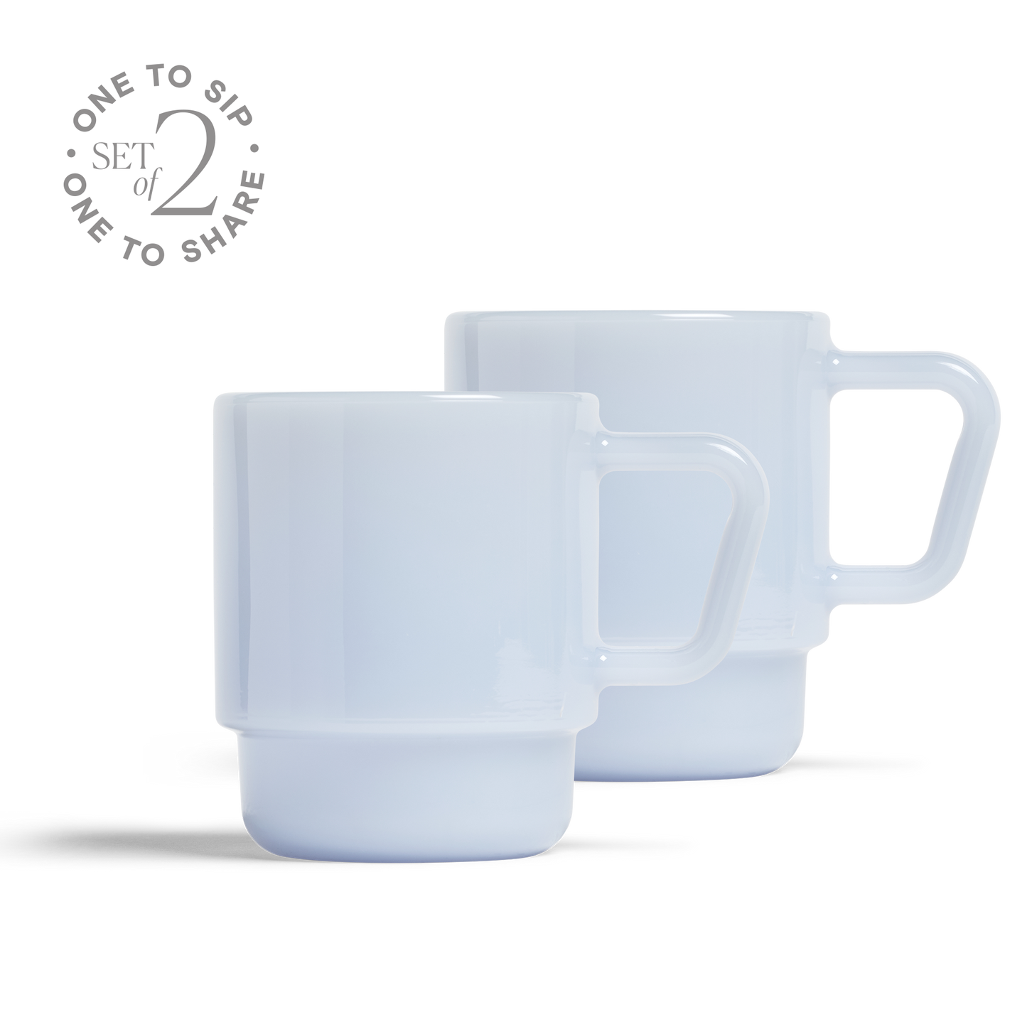 8oz Milk Glass Mug - Set of 2 - Mist Blue