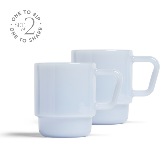 8oz Milk Glass Mug - Set of 2 - Mist Blue