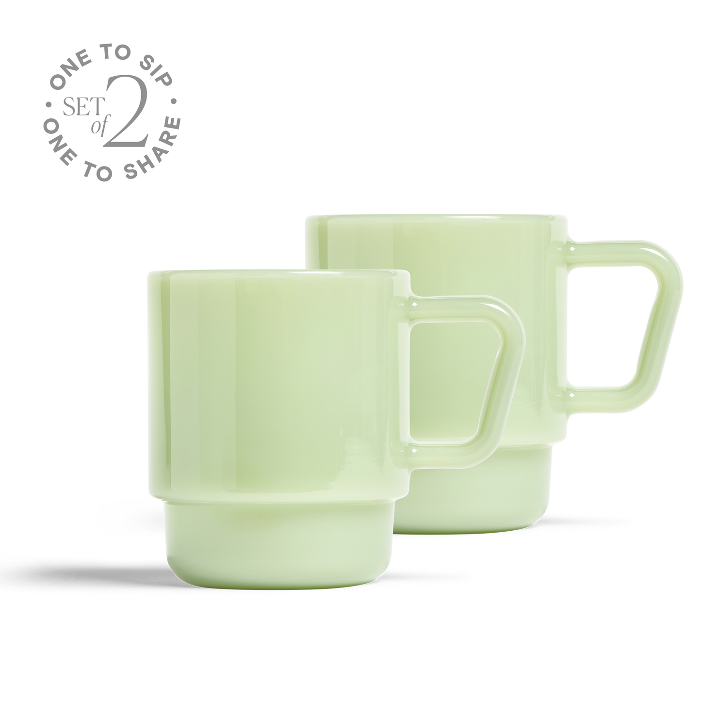 8oz Milk Glass Mug - Set of 2 - Jade Green