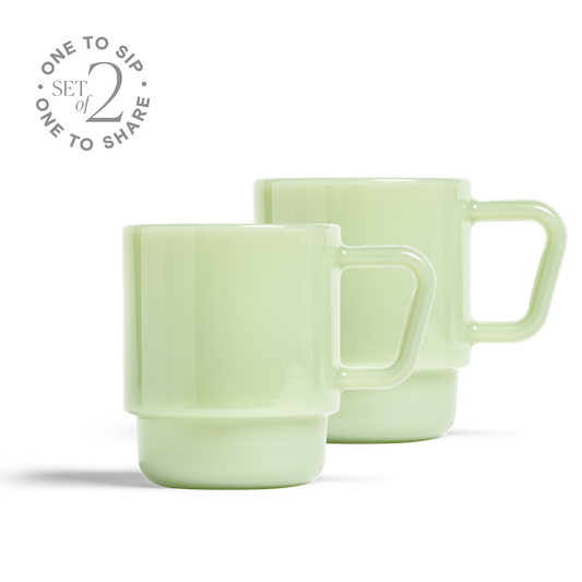 8oz Milk Glass Mug - Set of 2 - Jade Green