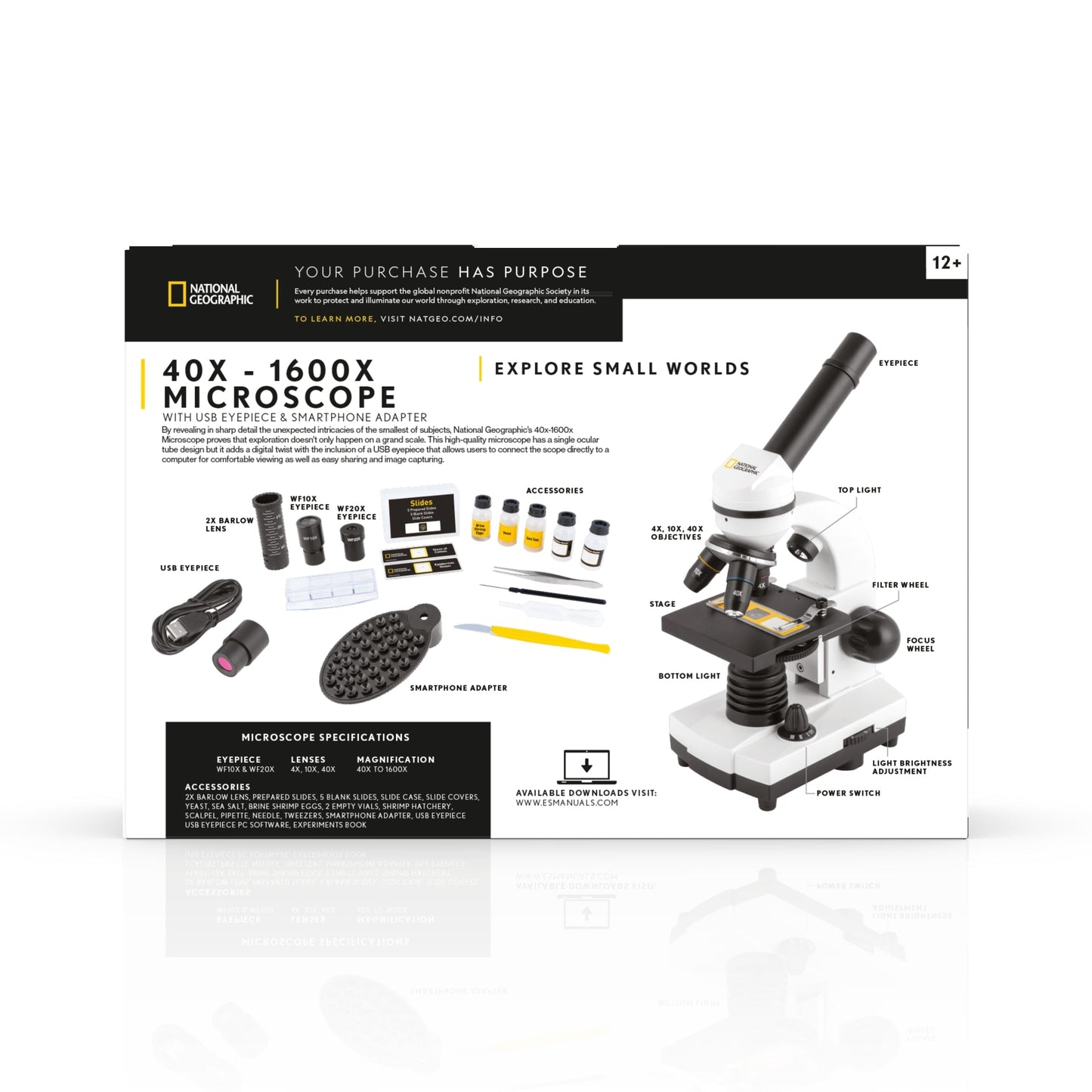 40x-1600x Microscope with USB Eyepiece