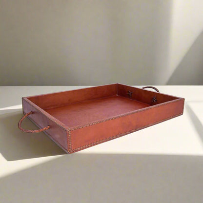 Comer | Large Rectangle Ottoman Tray with Embroidered Handles