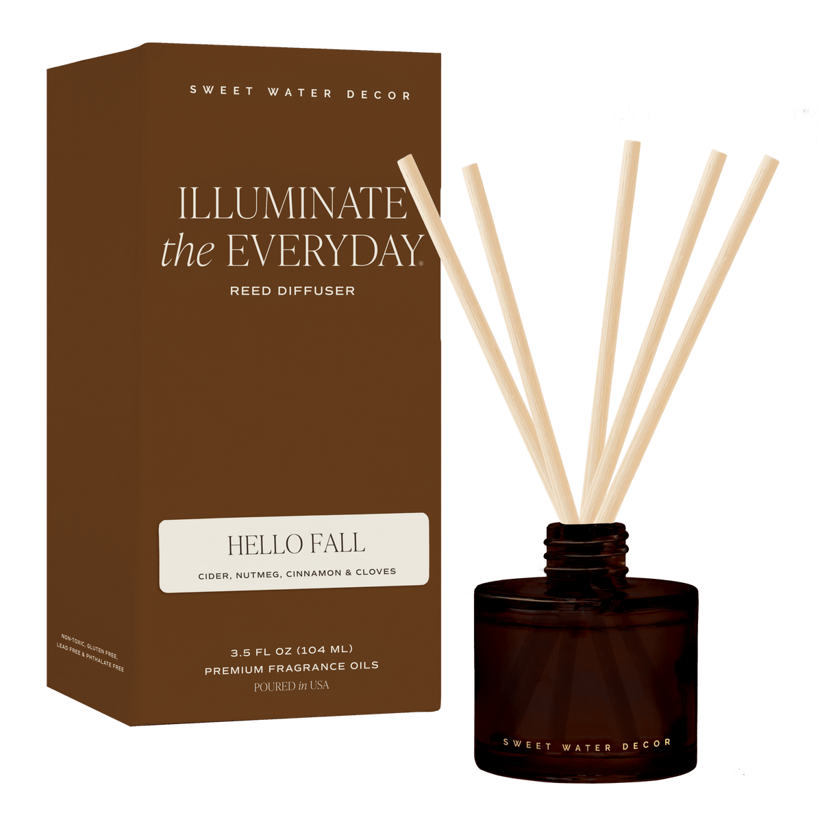 Hello Fall Amber Tinted Glass Jar Reed Diffuser