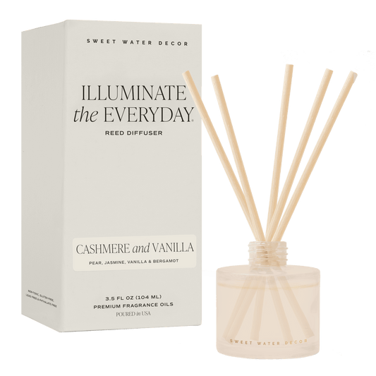 Cashmere and Vanilla White Translucent Tinted Glass Jar Reed Diffuser
