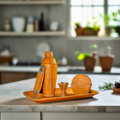 Coctelera | Leather Cocktail Shaker + Jigger