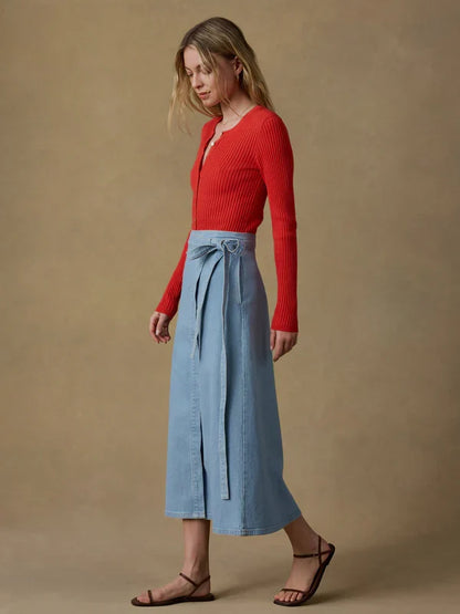 Faherty Solstice Denim Wrap Skirt