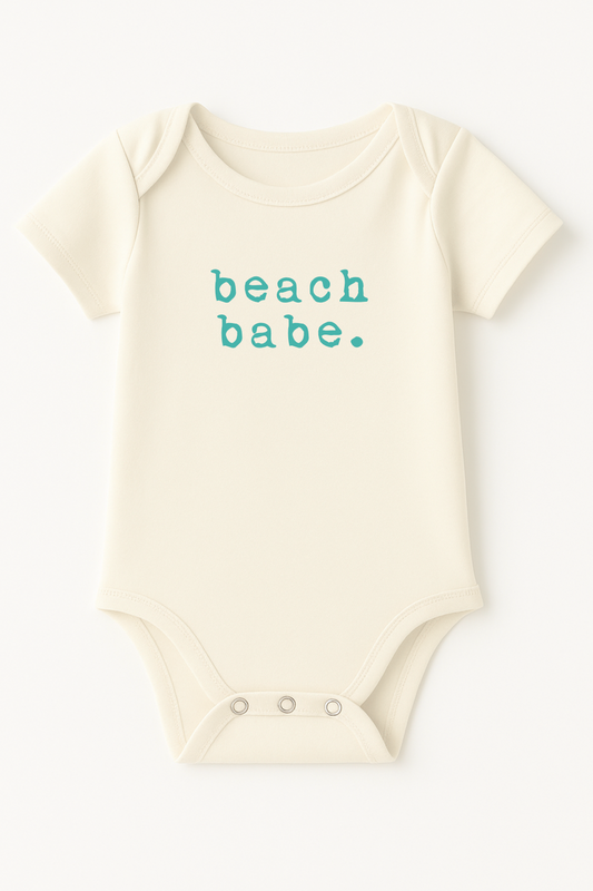 Beach Babe Seafoam Organic Cotton Baby Bodysuit Short Sleeve