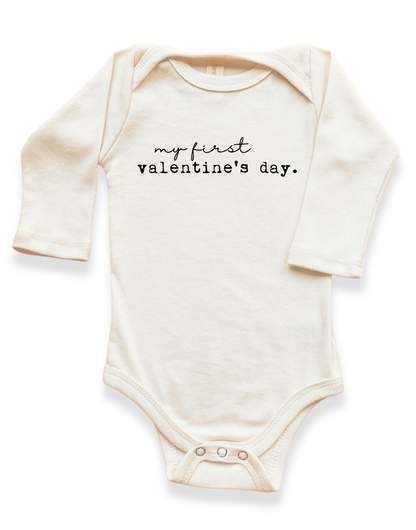 My First Valentine's Day Organic Baby Bodysuit Long Sleeve