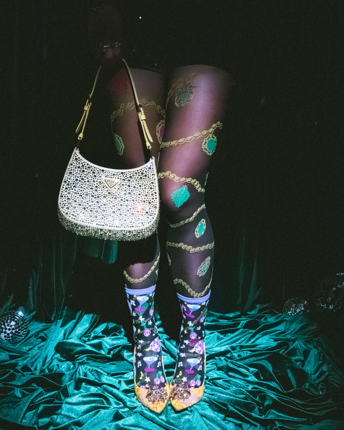 '80s Disco Black Sheer Crew Sock