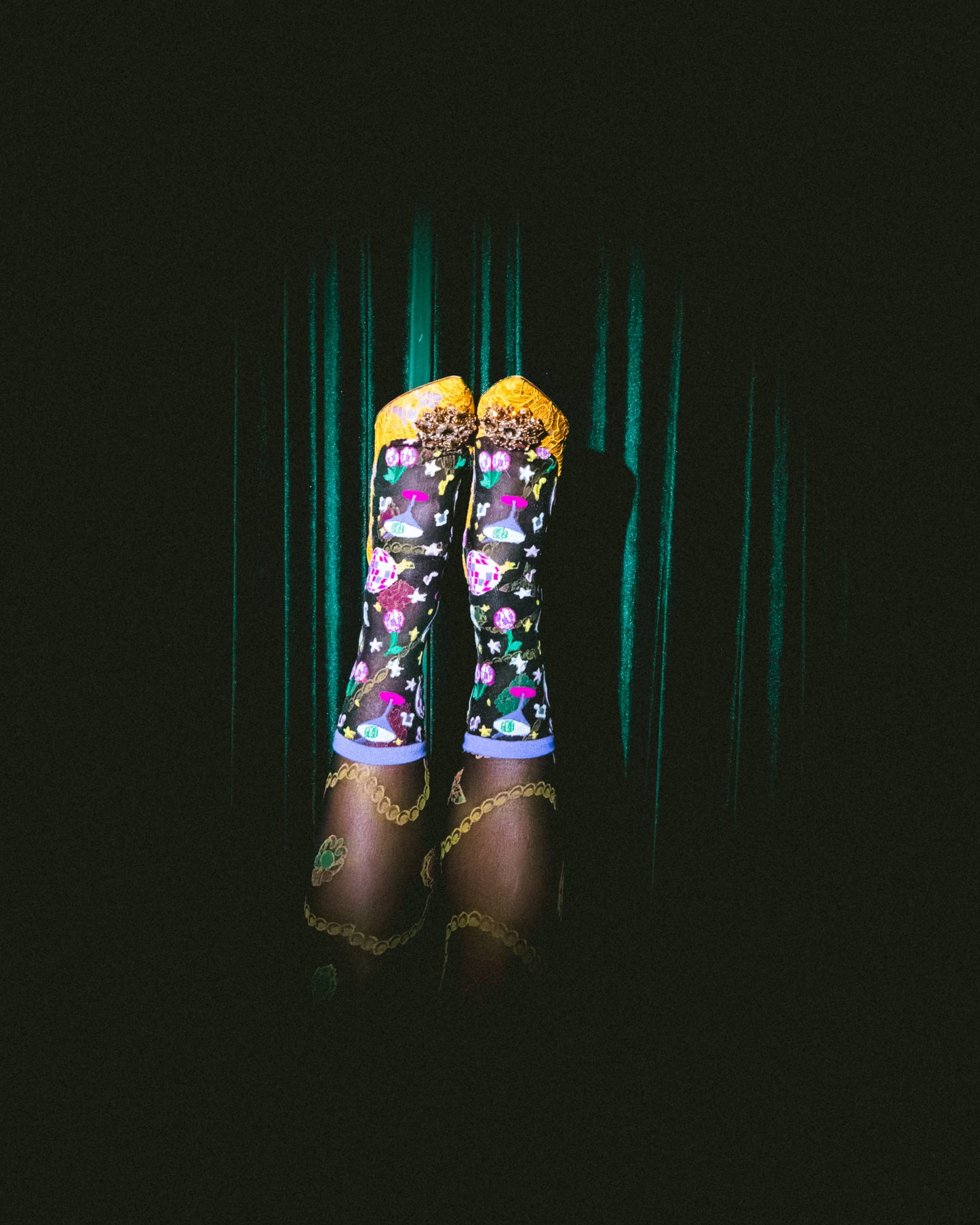 '80s Disco Black Sheer Crew Sock