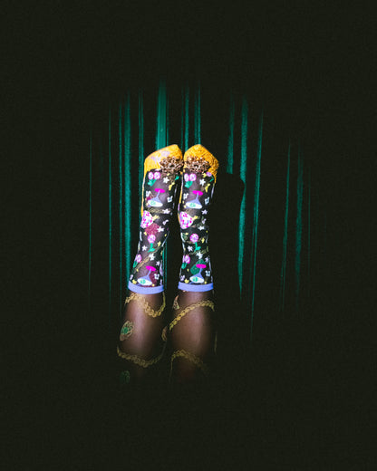 '80s Disco Black Sheer Crew Sock