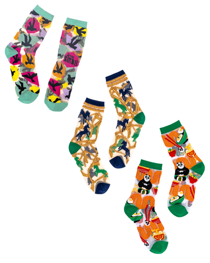 Animal Lovers Sheer Socks Bundle 1 🐦🐴 🐼