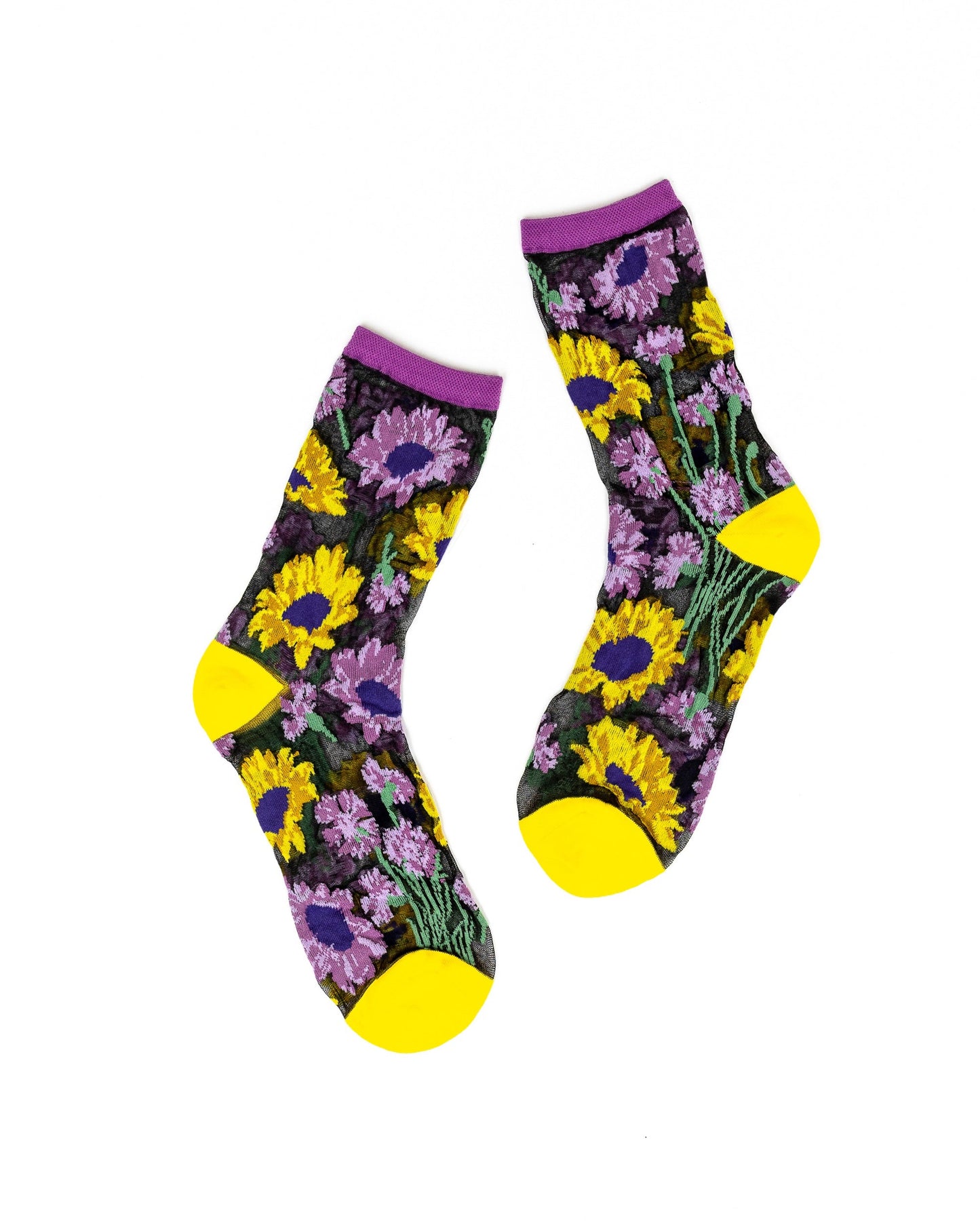 Black Sheer Socks Bundle 2 🌻 Floral Lover
